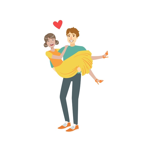 Couple In Love Man Holding Woman In Arms