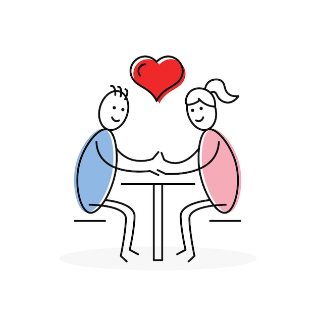 Couple in love stickman illustration. Man and woman dating. Stick figures concept.