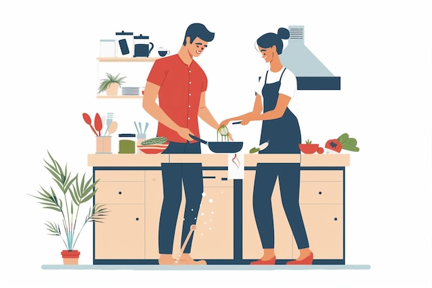 Couple Making Dinner Together In Kitchen