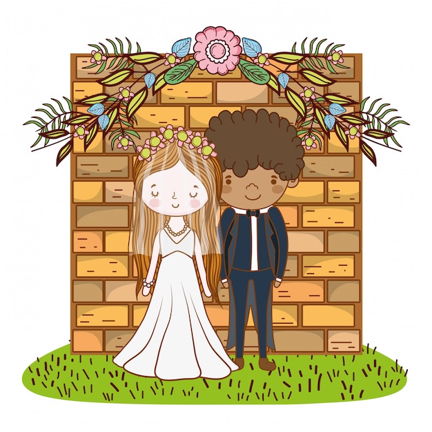 Vector couple marriage cute cartoon