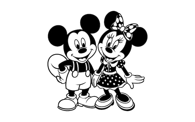 Vector a couple of mickey mouses are standing next to each other