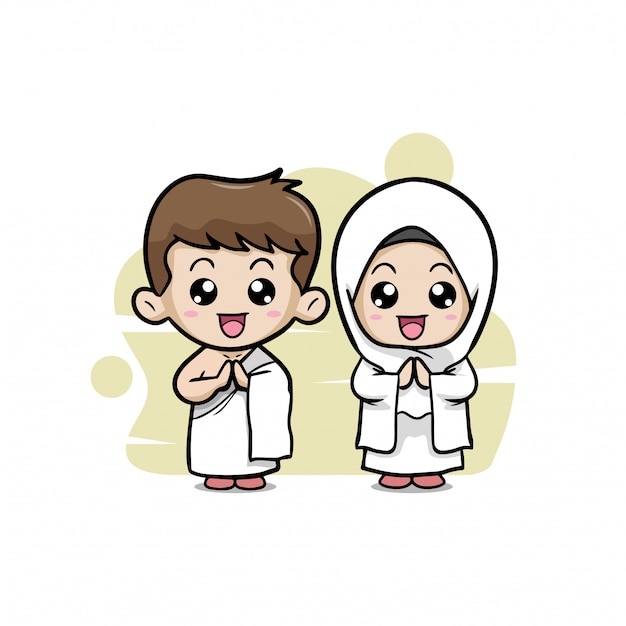 A couple of Muslim kids in Hajj clothes