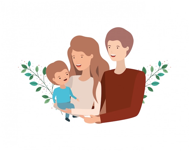 Couple of parents with son avatar character