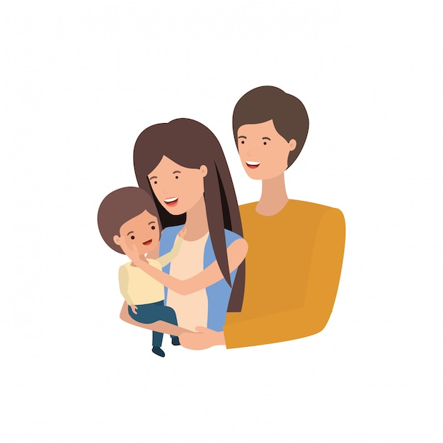 Couple of parents with son avatar character