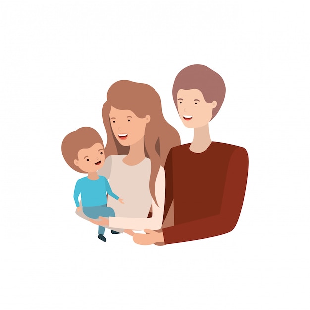 Couple of parents with son avatar character