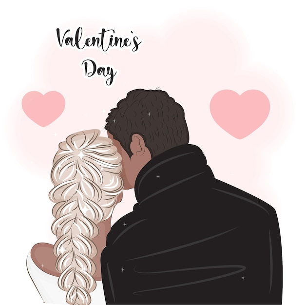 Couple in Paris near the Eiffel Tower Valentine's Day vector illustration 10