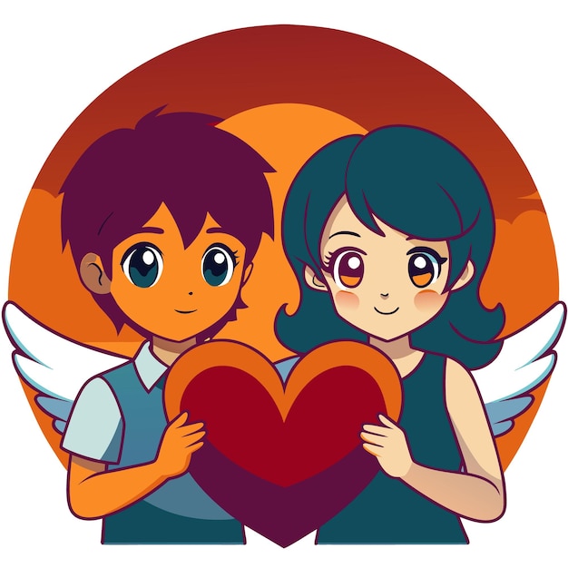 Vector a couple of people holding a heart that says quot angel quot