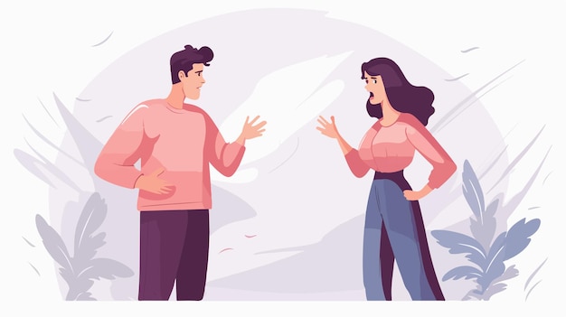 Vector couple quarrel man woman shouting at each other