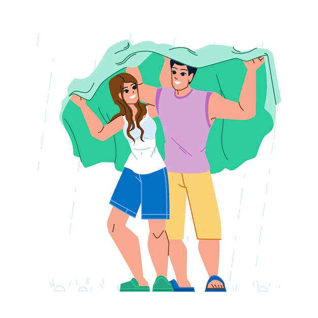 Couple rain vector