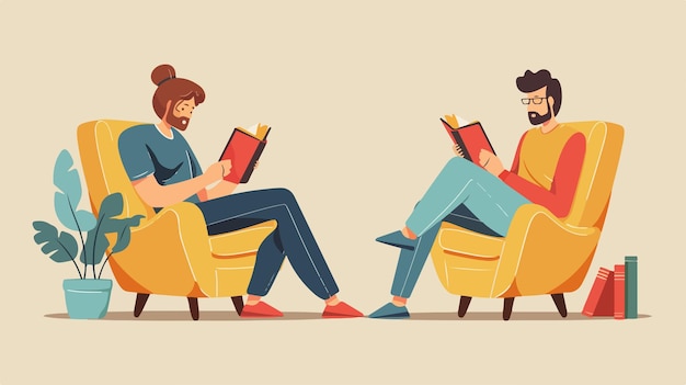 a couple reading books in a row