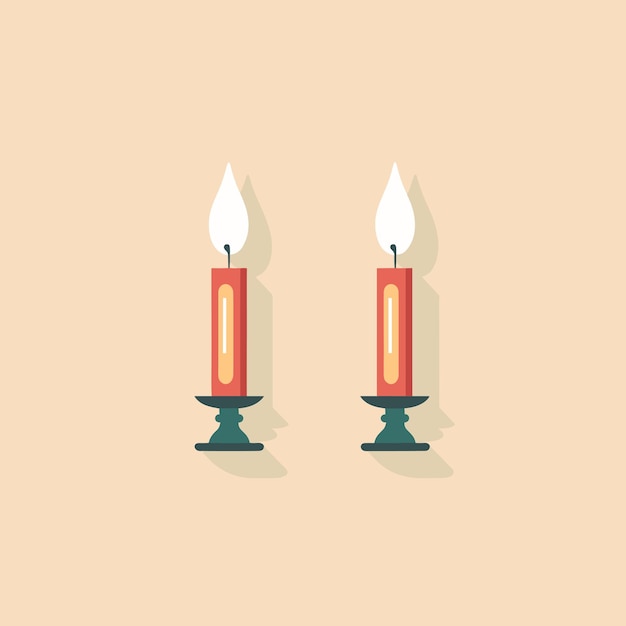 A couple of red candles sitting next to each other