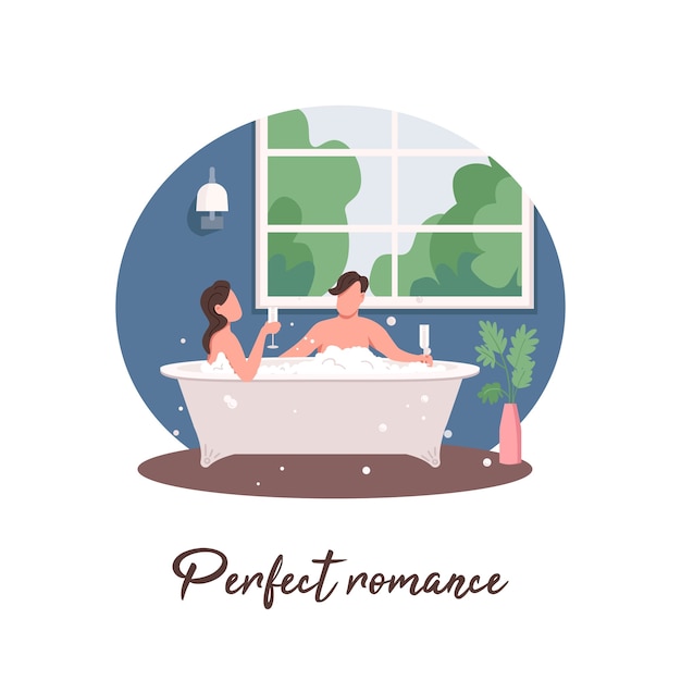 Couple relaxing in bathtub social media post  . Perfect romance phrase. Web banner design template.  