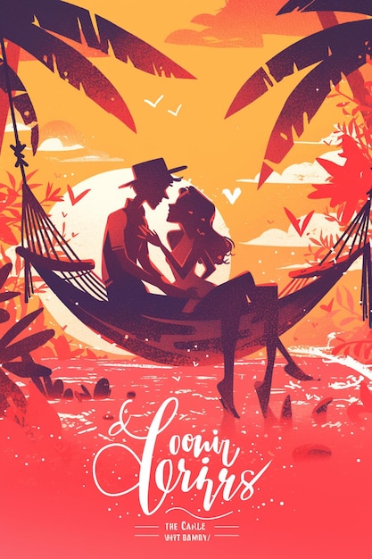 Vector couple relaxing in a seaside hammock