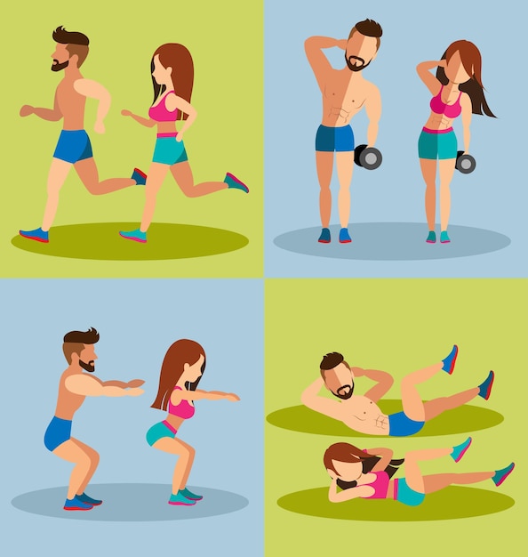 Couple running and Weight Training Basic