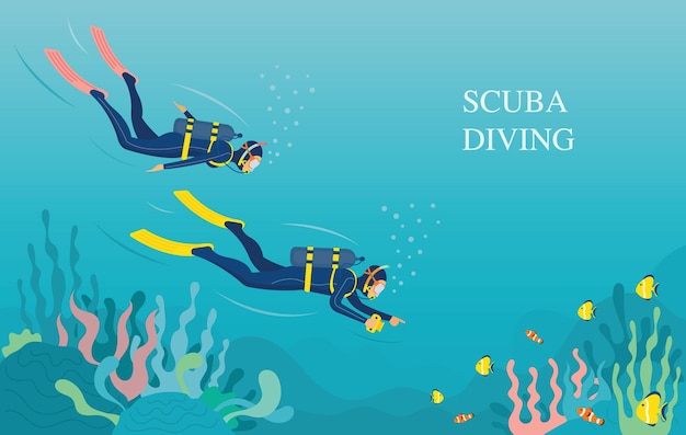 Couple Scuba Diving Underwater