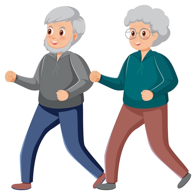 Couple senior people in exercise outfit