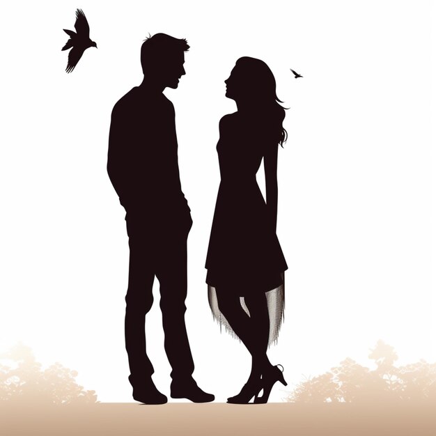 Couple silhouettes cartoon vector