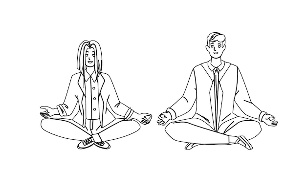 Couple Sitting In Lotus Yoga Pose Together Vector