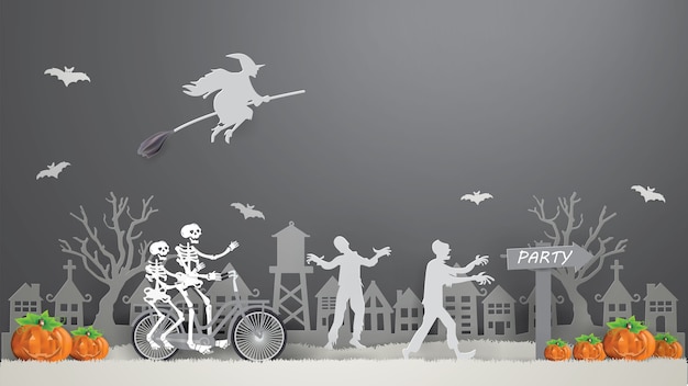 Couple Skeleton riding bicycle