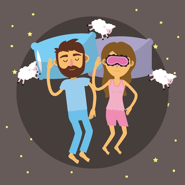 couple sleeping together with good dreams