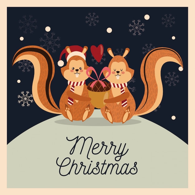 Couple of squirrel cartoon icon