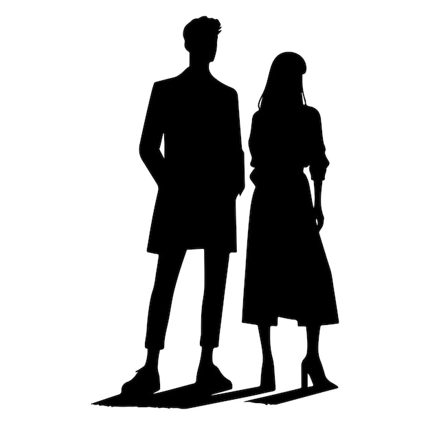 Vector couple standing silhouettes of man and a woman vector illustration