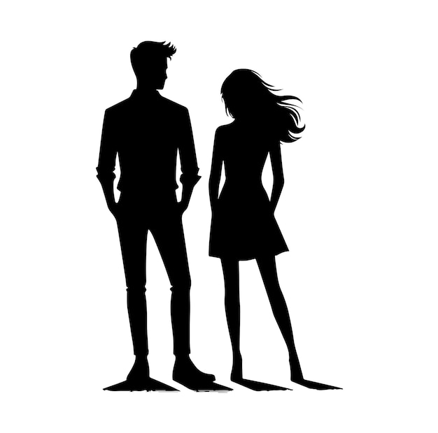 Vector couple standing vector silhouettes of man and a woman illustration