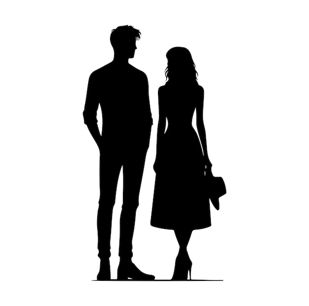 Vector couple standing vector silhouettes of man and a woman illustration