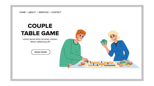 Couple table game vector