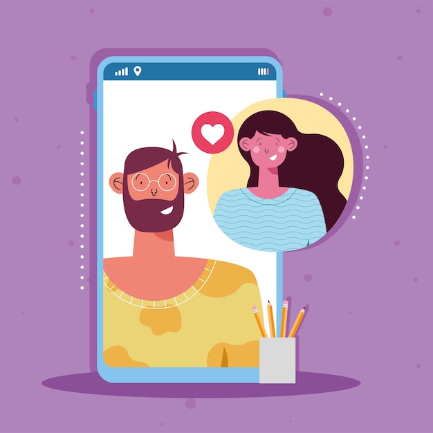 Couple talking virtual relationship design