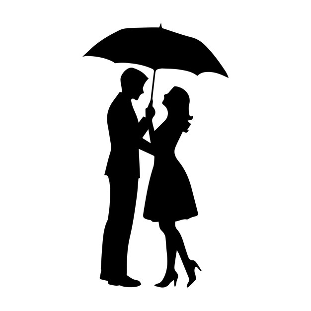 Vector a couple under an umbrella that says quot the silhouette quot