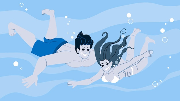 Couple underwater vector