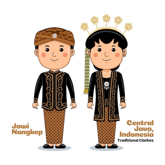 Couple wear Central Java Indonesian Traditional Clothes