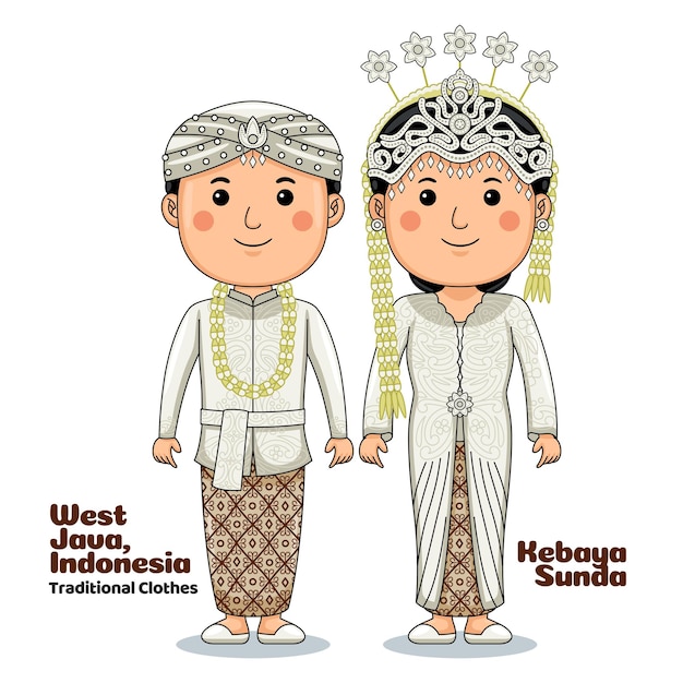 Couple wear Kebaya Sunda West Java Indonesian Traditional Clothes