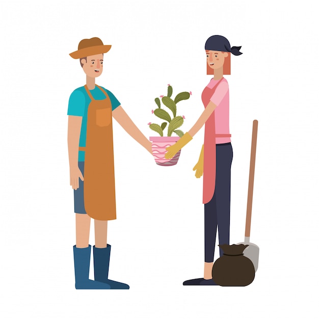 Couple with trees to plant avatar character