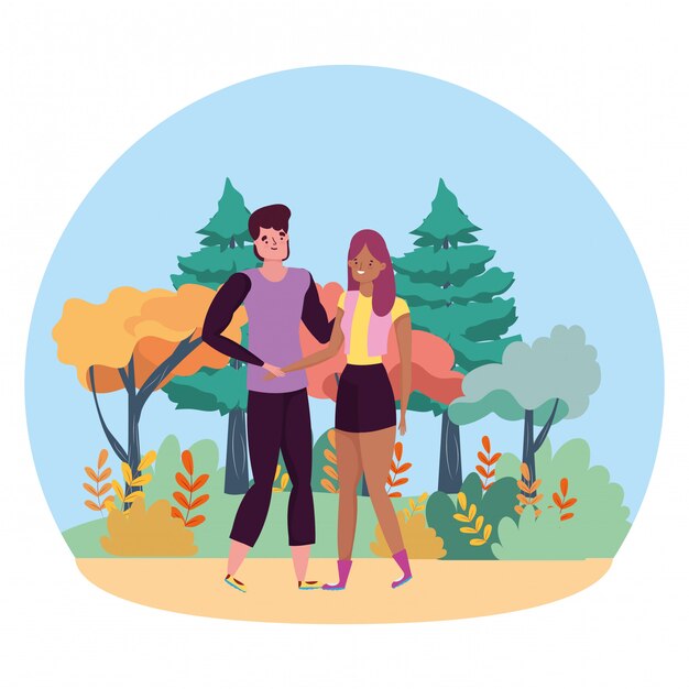 Vector couple of woman and man cartoon 