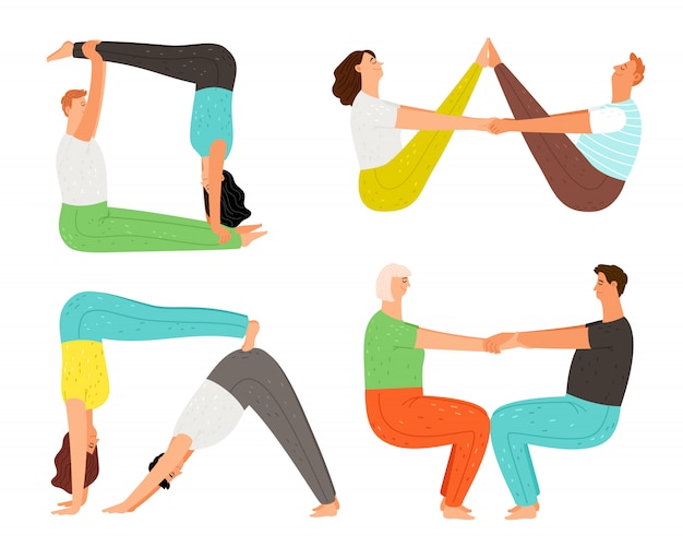 Vector couple yoga poses