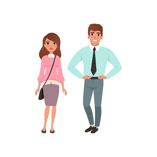 Vector couple of young people young man and woman standing together stage of growing up concept vector