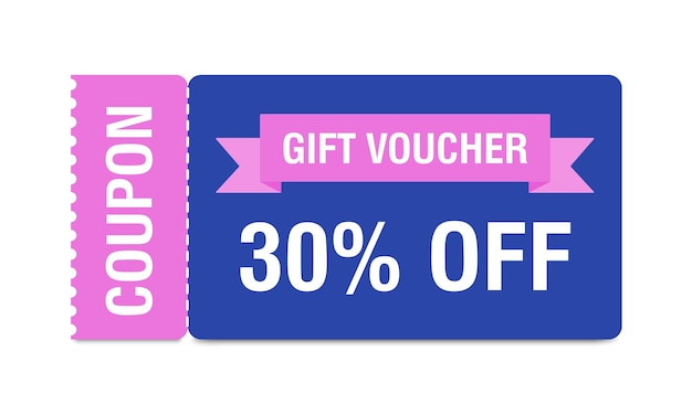 Coupon mockup with 30 percent off Discount voucher gift coupon Coupon promotion sale Vector