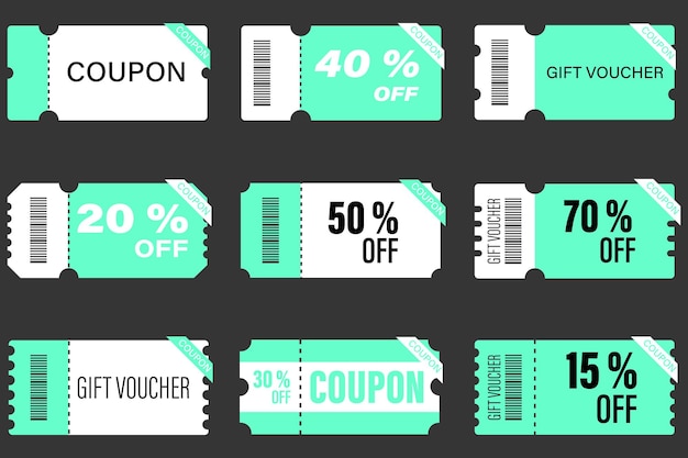 Coupon promotion illustration set