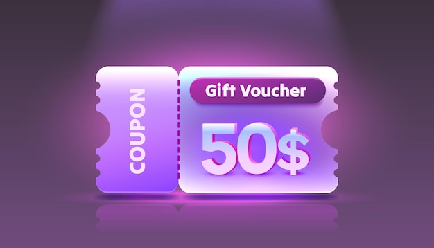 Coupon special voucher 50 dollar Check banner special offer Vector illustration