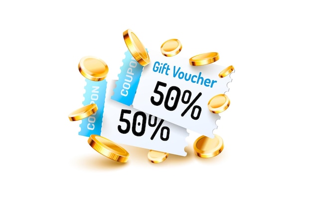 Coupon special voucher 50 percentage Check banner special offer Vector