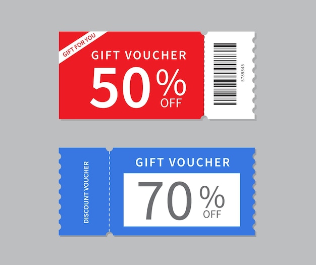 Coupon Template isolated on gray background Discount voucher 50 OFF Gift voucher Flat illustration