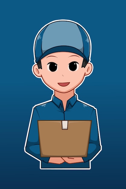 Courier boy cartoon illustration