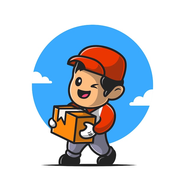 Courier Shipping Package Cartoon  Icon Illustration.