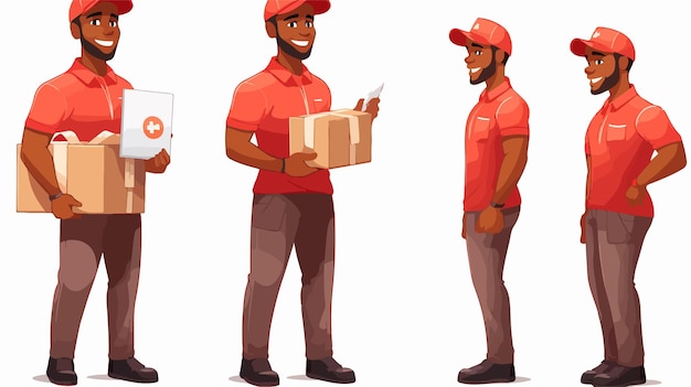 Vector courier worker avatar character cartoon vector illustration