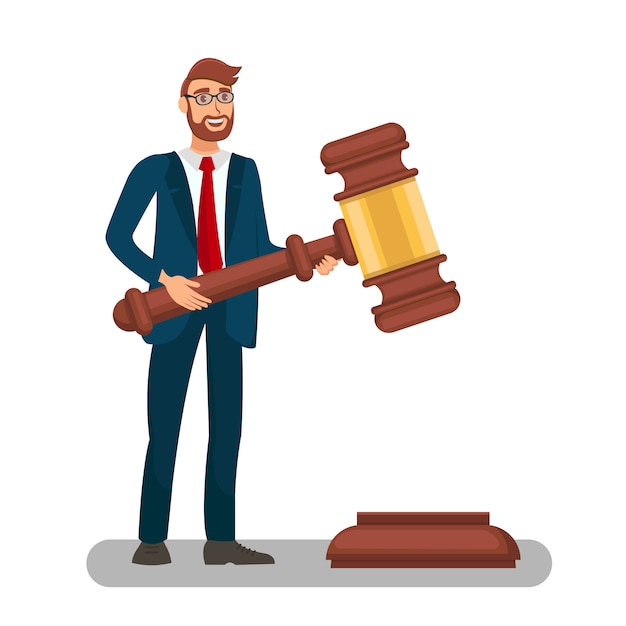 Court Worker Holding Big Gavel