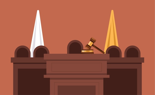 Vector courtroom judge house interior concept vector flat graphic design element illustration