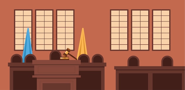 Vector courtroom judge house interior concept vector flat graphic design element illustration