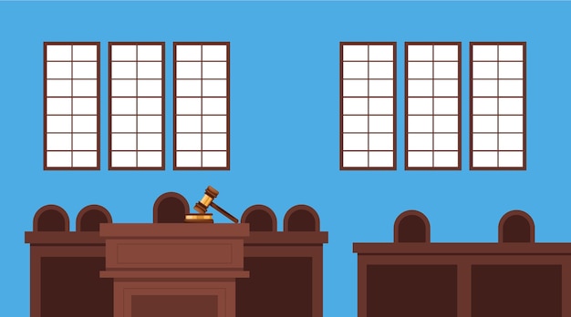 Vector courtroom judge house interior concept vector flat graphic design element illustration